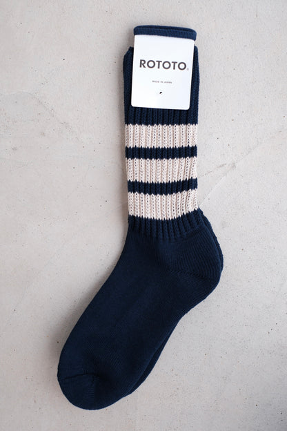 ROTOTO "COARSE RIBBED CREW SOCKS"