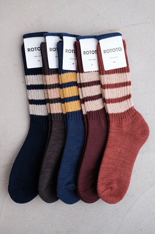ROTOTO "COARSE RIBBED CREW SOCKS"