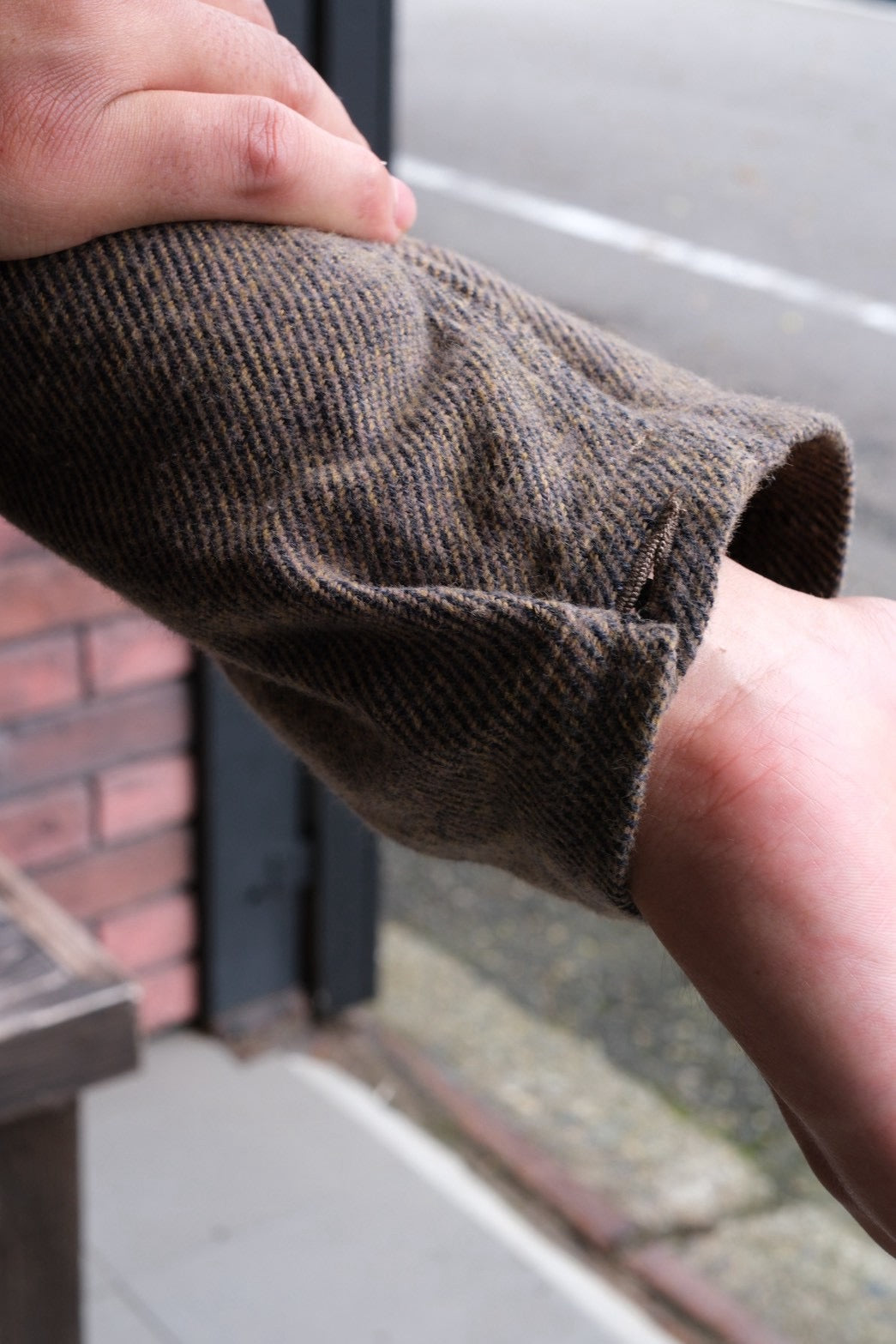 DELICIOUS "Cotton Tweed Collarless Jacket"