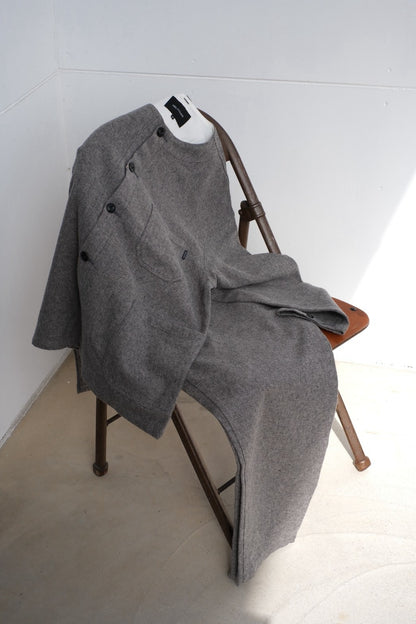 DELICIOUS "Cotton Tweed Collarless Jacket"