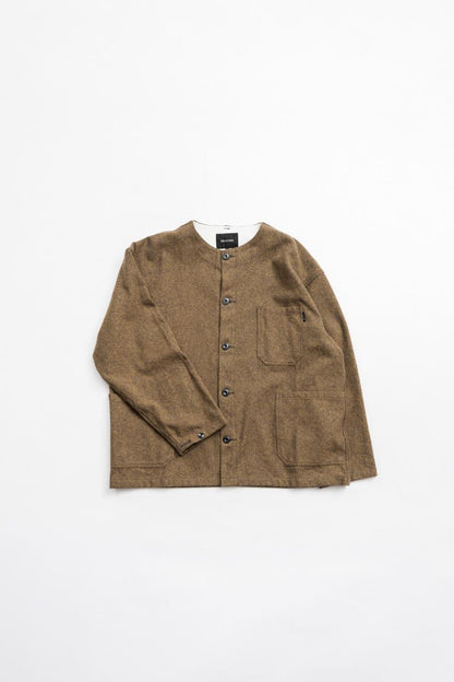 DELICIOUS "Cotton Tweed Collarless Jacket"
