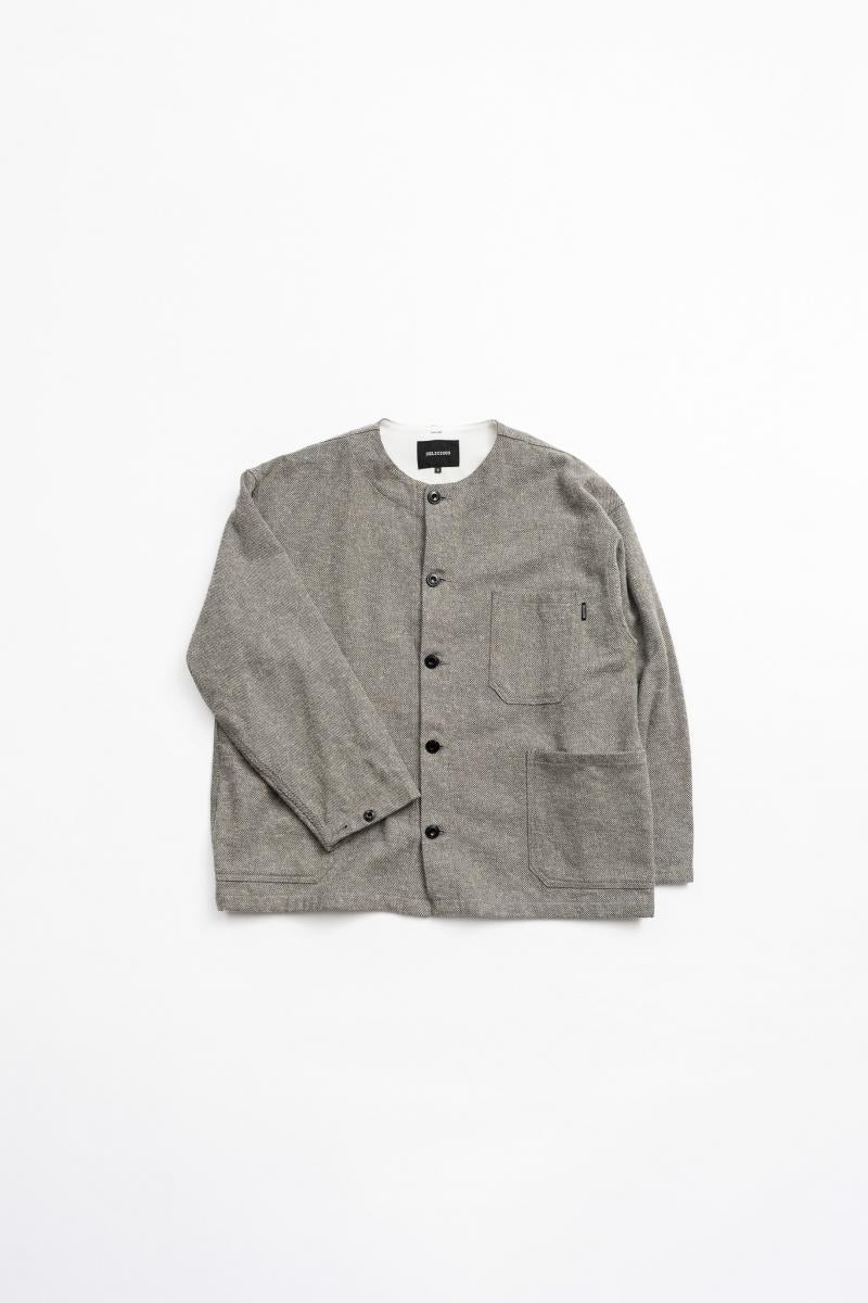 DELICIOUS "Cotton Tweed Collarless Jacket"