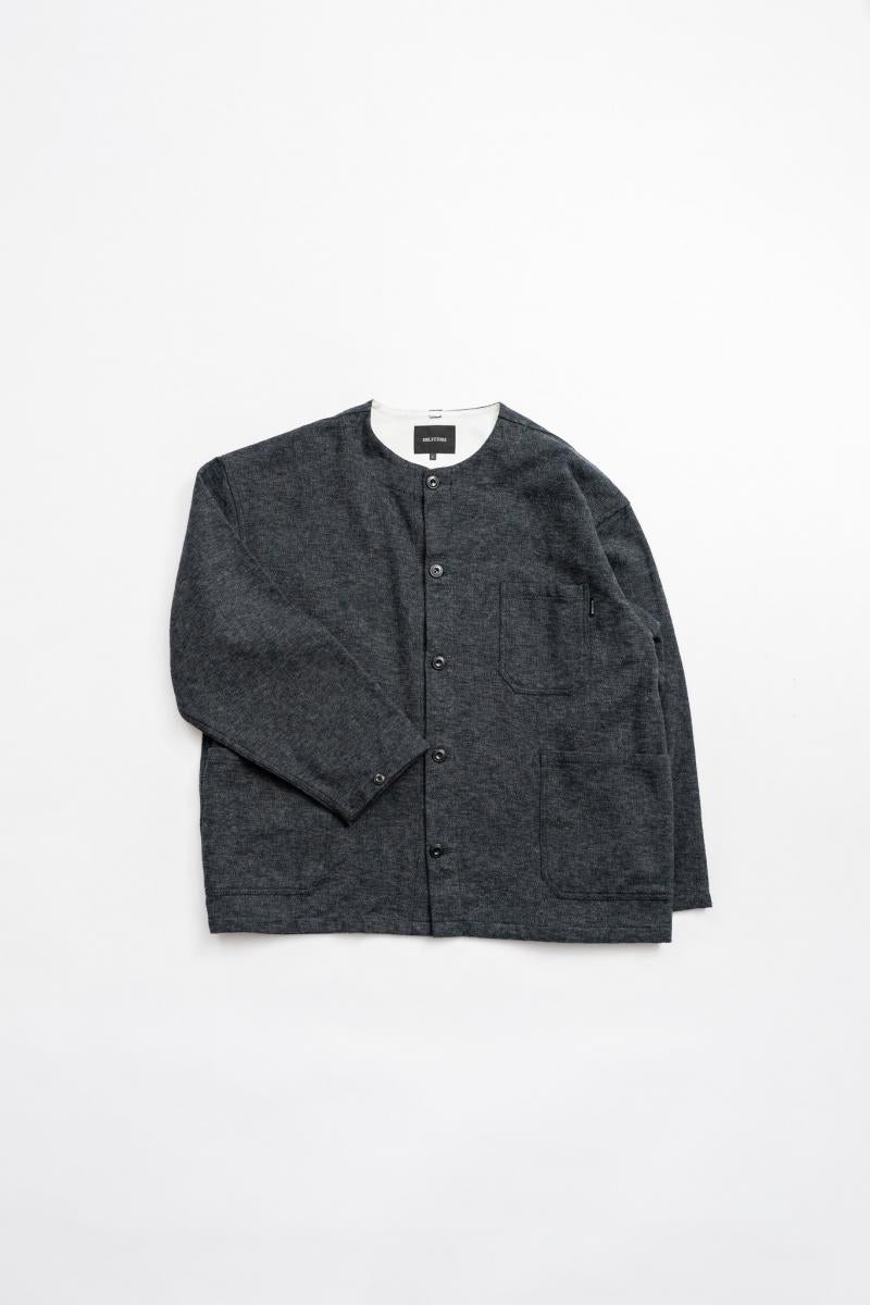DELICIOUS "Cotton Tweed Collarless Jacket"
