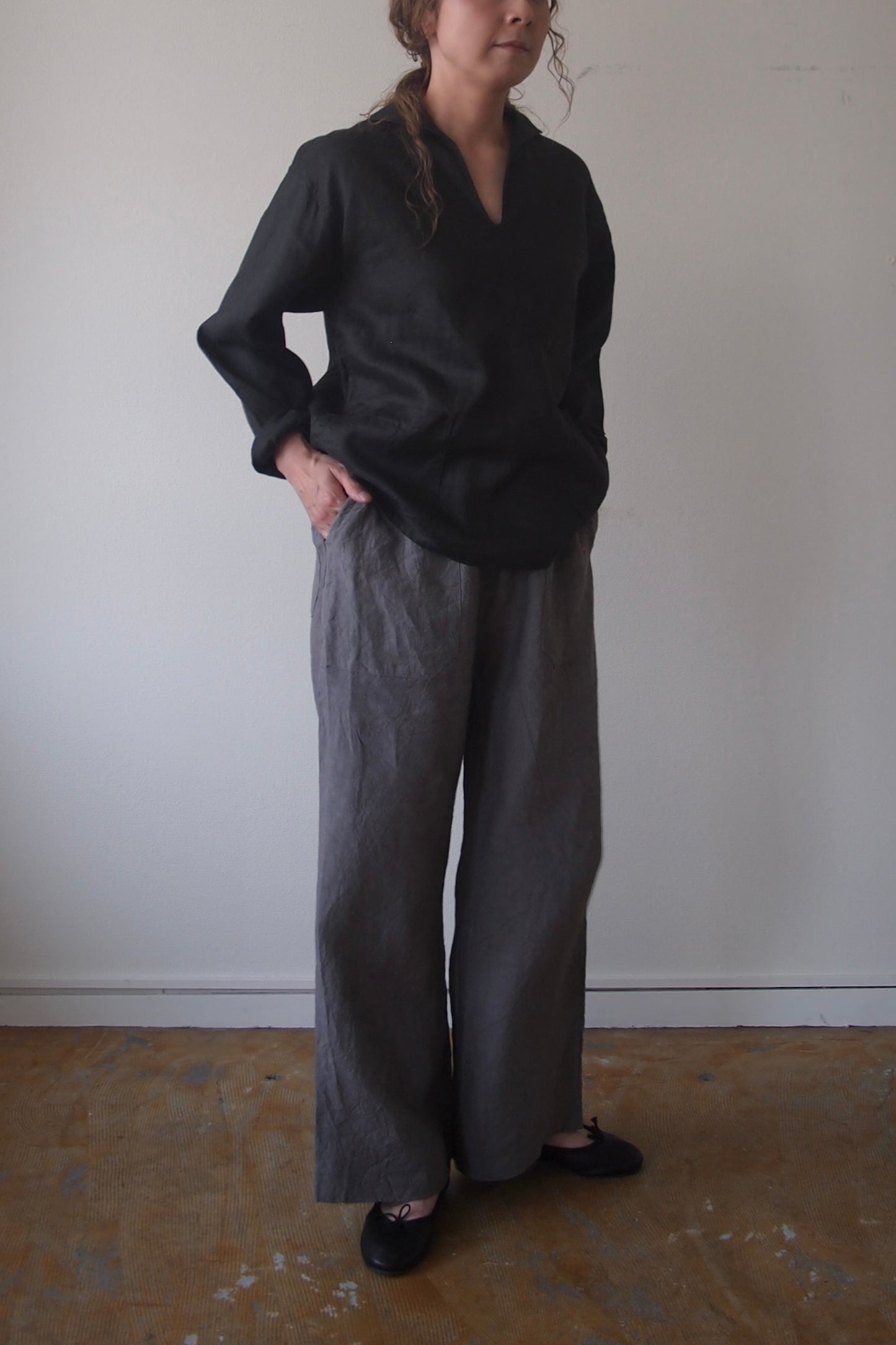 DELICIOUS "LINEN Ladies Wide Pants" JAMES SPECIAL ORDER